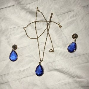 Van Dell royal blue teardrops pendant set